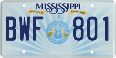 MS license plate BWF801