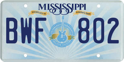 MS license plate BWF802