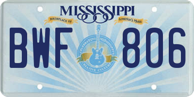 MS license plate BWF806