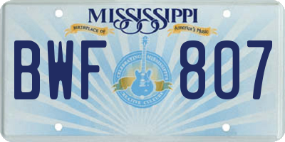 MS license plate BWF807