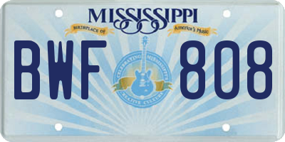 MS license plate BWF808