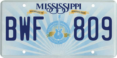 MS license plate BWF809