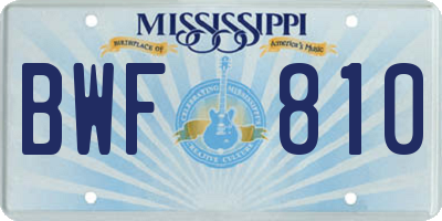 MS license plate BWF810