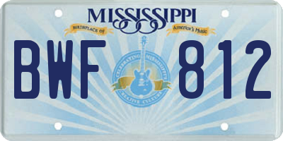MS license plate BWF812