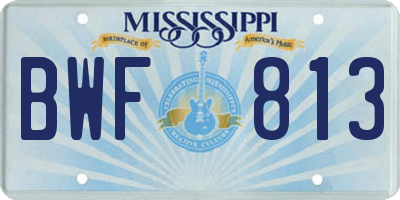 MS license plate BWF813