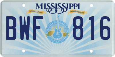 MS license plate BWF816