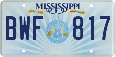 MS license plate BWF817