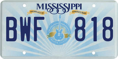MS license plate BWF818