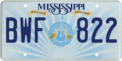 MS license plate BWF822