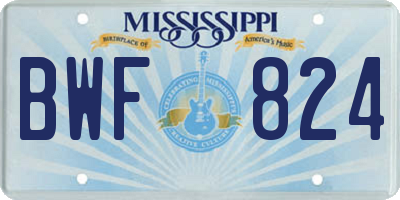 MS license plate BWF824