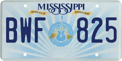 MS license plate BWF825