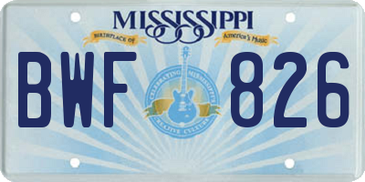 MS license plate BWF826