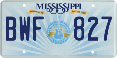 MS license plate BWF827