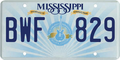 MS license plate BWF829