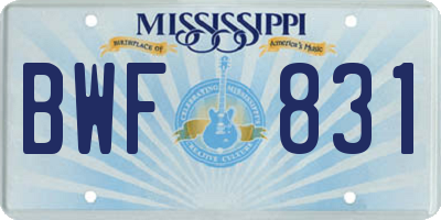 MS license plate BWF831