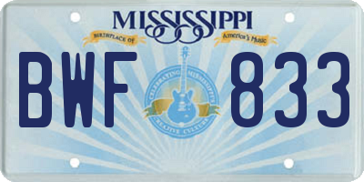 MS license plate BWF833