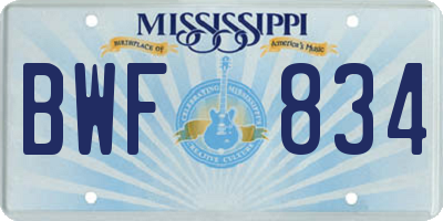 MS license plate BWF834