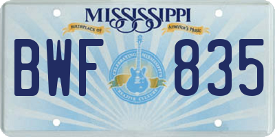 MS license plate BWF835