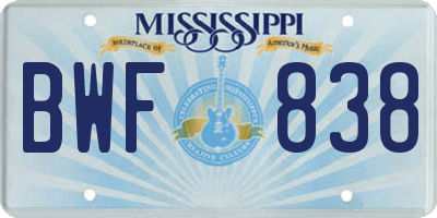 MS license plate BWF838