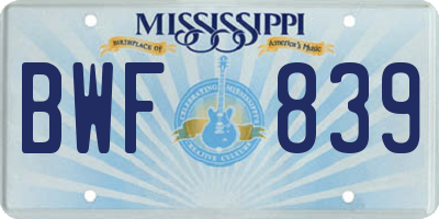MS license plate BWF839