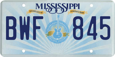 MS license plate BWF845