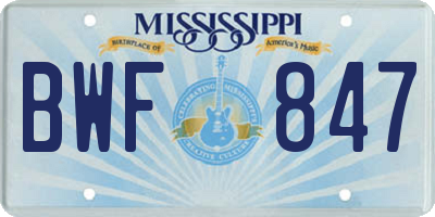 MS license plate BWF847