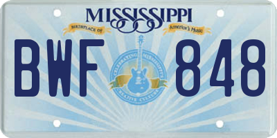MS license plate BWF848