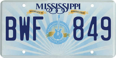 MS license plate BWF849