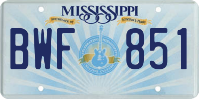 MS license plate BWF851