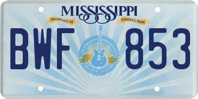MS license plate BWF853