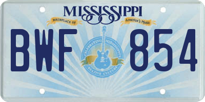 MS license plate BWF854