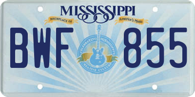 MS license plate BWF855