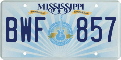 MS license plate BWF857