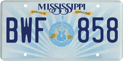 MS license plate BWF858