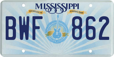 MS license plate BWF862