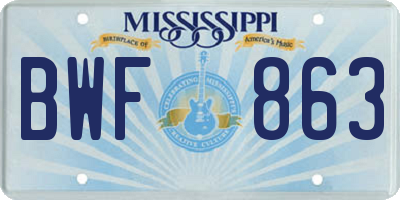 MS license plate BWF863