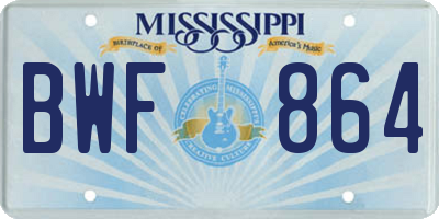 MS license plate BWF864