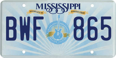 MS license plate BWF865