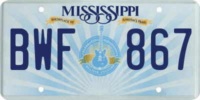 MS license plate BWF867