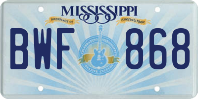 MS license plate BWF868