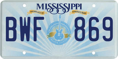 MS license plate BWF869