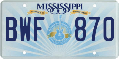 MS license plate BWF870