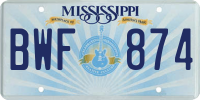 MS license plate BWF874
