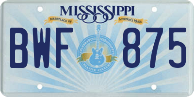 MS license plate BWF875