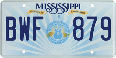 MS license plate BWF879