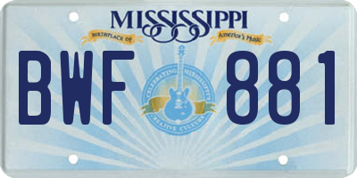 MS license plate BWF881