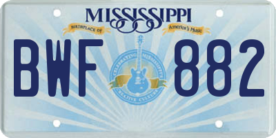 MS license plate BWF882