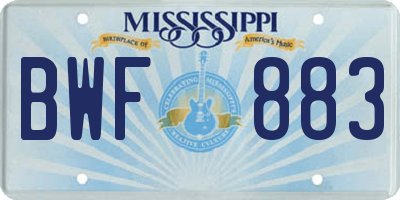 MS license plate BWF883