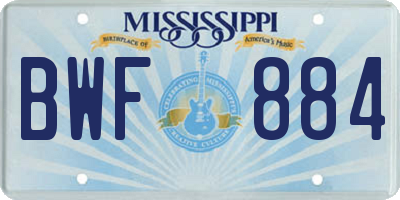 MS license plate BWF884
