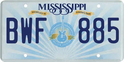MS license plate BWF885